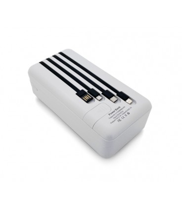 PowerBank Bix-50000mAh, Input:MicroUSB+Type-C, Output:4USB/Type-C/MicroUSB/Lightning, QC22.5W/PD20W, White