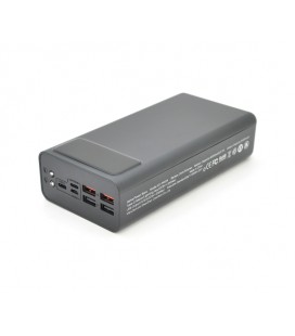 PowerBank XO-PR124-40000mAh, Input: 5 V/2A, (Micro, Type-C, Lightning), Output: 5 V/2 A, (4xUSB, Type-C), Q16, plastic, black
