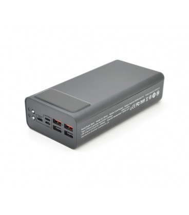 PowerBank XO-PR124-40000mAh, Input: 5 V/2A, (Micro, Type-C, Lightning), Output: 5 V/2 A, (4xUSB, Type-C), Q16, plastic, black