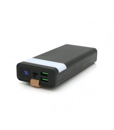 PowerBank XO-PR129 20000mAh,flashlight,Input:(Micro,Type-C), Output:2хUSB, QC22.5W/PD20W, plastic, Black
