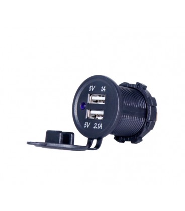 АЗУ KWG-Р1,12-24V, 1xUSB 1.0A, 1xUSB 2.1A, 5V, Black, Box