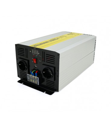 Инвертор напряжения RITAR RSC-3000, 12V/220V, 3000W с правильной синусоидой, 2xShuko, 1xUSB, клеммные провода, клеммные колодки,