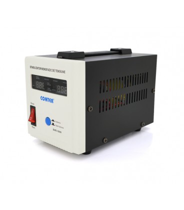 Стабилизатор напряжения релейный Conter SVR-1000VA/750W однофазный, напольного монтажа, LED дисплей, DC150-270V, AC230±8%, 2Shuk