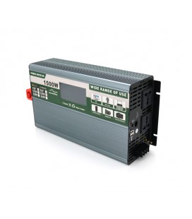Инвертор напряжения Demuda DMDPSW-1500W, 12V/220V, 1500W с правильной синусоидой, 2 универсальные розетки, 2 USB, Rj 45, клемные