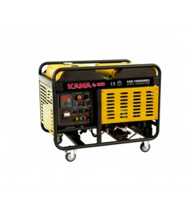 Генератор дизельный KDK15000RE3, 3-фазный 220/400V, 50Hz, 15kVA/12kW, бак 34л, расход 3.3 л/ч, пуск: стартер, 960х660х760 мм, 23