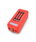 Power bank KKD-10W 100000 mAh Solar, flashlight, Input: 5V/2.1A(MicroUSB, TypeC, Lightning), Output: 5V /2.1A(4xUSB), plastic, R