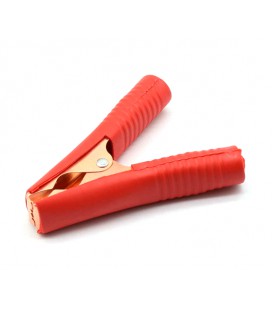 Зажим аккумуляторный 'крокодил' красный 200А 135мм (плотный резиновый кожух) Q25