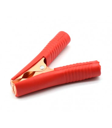 Зажим аккумуляторный 'крокодил' красный 200А 135мм (плотный резиновый кожух) Q25