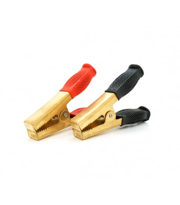 Набор аккумуляторных зажимов 'крокодилы' Merlion черный + красный 200А-500А 160мм (плотный резиновый, рифленный кожух), Пакет, Q