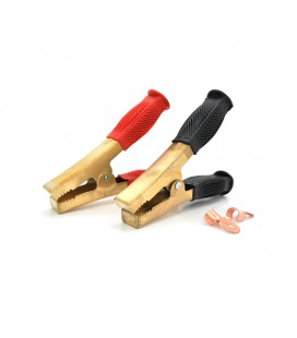 Набор аккумуляторных зажимов 'крокодилы' Merlion черный + красный 100А 160мм (плотный резиновый, рифленный кожух),с медным покры