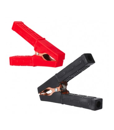 Набор аккумуляторных зажимов 'крокодилы' Merlion черный + красный 200А 104мм (плотный резиновый, рифленный кожух),с медным покры