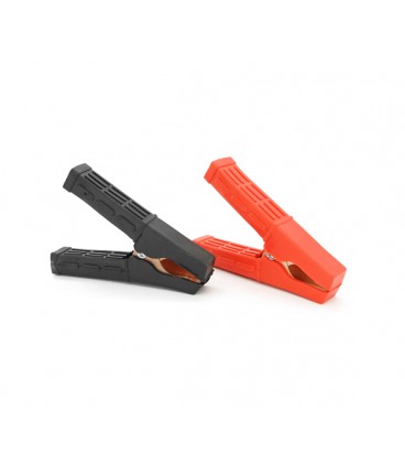 Набор аккумуляторных зажимов 'крокодилы' Merlion черный + красный 100А 110мм (плотный резиновый, рифленный кожух),с медным покры