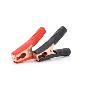 Набор аккумуляторных зажимов 'крокодилы' Merlion черный + красный 100А 90мм (плотный резиновый, рифленный кожух),с медным покрыт