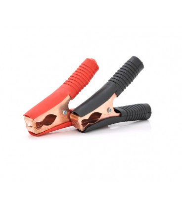 Набор аккумуляторных зажимов 'крокодилы' Merlion черный + красный 100А 90мм (плотный резиновый, рифленный кожух),с медным покрыт