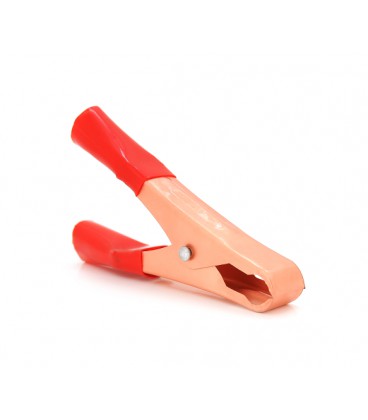 Зажим аккумуляторный 'крокодил' красный 60А 100мм (эластичный резиновый кожух)