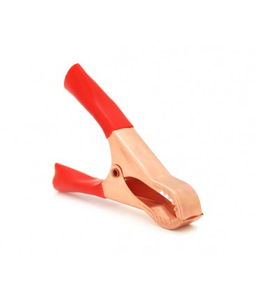 Зажим аккумуляторный 'крокодил' красный 50А 75мм (эластичный резиновый кожух)