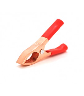 Зажим аккумуляторный 'крокодил' красный 30А 72мм (эластичный резиновый кожух)