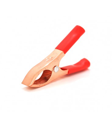 Зажим аккумуляторный 'крокодил' красный 30А 72мм (эластичный резиновый кожух)