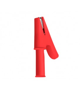 Зажим тестерный 'крокодил' красный, 56мм, 30А (эластичный резиновый кожух)