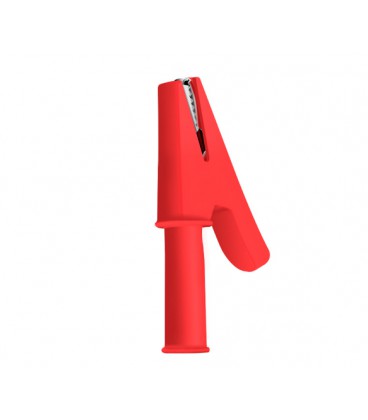 Зажим тестерный 'крокодил' красный, 56мм, 30А (эластичный резиновый кожух)