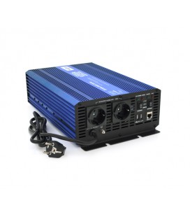 Инвертор напряжения с правильной синусойдой Carspa-CPS2000-122 (2000Вт), 12/220V, 2xUSB, 2xShuko+Charger 15A. клеммы, Box.Q2