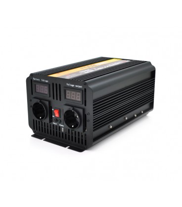 Инвертор напряжения POWERMASTER, 24V/220V, 1800W с модифицированной синусоидой, 2 Shuko, клеммы