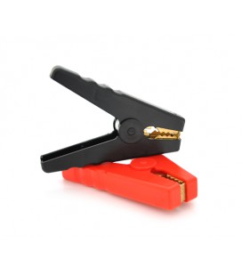 Набор аккумуляторных зажимов 'крокодилы' черный + красный 500А 130мм (плотный резиновый, рифленный кожух), с медным покрытием, П