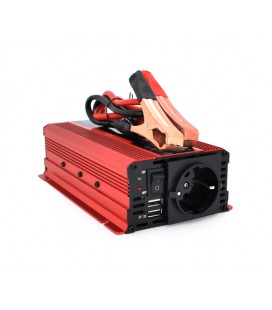 Инвертор напряжения KME1200W (DC:600W), 12/220V с аппроксимированной синусоидой, 2 универсальные розетки, 1*USB (DC:5V/2A), крок