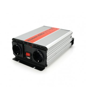 Инвертор напряжения RITAR RSX-1000, 12V/220V, 1000W с аппроксимированной синусоидой, 2xShuko, 1xUSB, клеммные провода, BOX, Q8