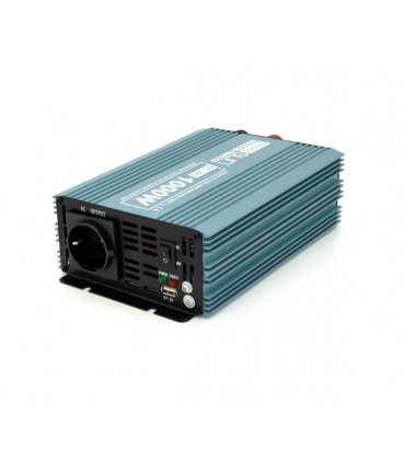 Инвертор напряжения Mexxsun MXS-1000, 12V/220V, 1000W с модифицированной синусоидой, 1 Shuko, 1 USB, клемные провода, Q6