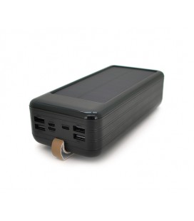 Power bank KKD-8W 80000 mAh Solar, flashlight, Input: 5V/2.1A(microUSB, TypeC, Lightning), Output: 5V /2.1A(4xUSB), plastic, Bla