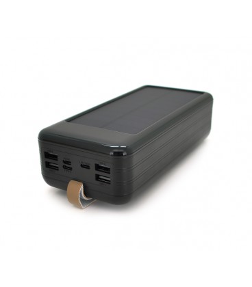 Power bank KKD-8W 80000 mAh Solar, flashlight, Input: 5V/2.1A(microUSB, TypeC, Lightning), Output: 5V /2.1A(4xUSB), plastic, Bla