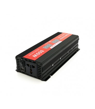 Инвертор напряжения Demuda, 800W 12/220V с аппроксимированной синусоидой, 1 универсальная розетка, USB, клемные провода