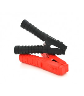 Набор аккумуляторных зажимов 'крокодилы' черный + красный 100А 160мм ( резиновый, рифленный кожух), медь, Пакет, Q2