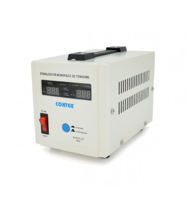 Стабилизатор напряжения релейный Conter SVR-PLUS-500VA/375W однофазный, напольного монтажа, LED дисплей, DC150-270V, AC230±8%, 2