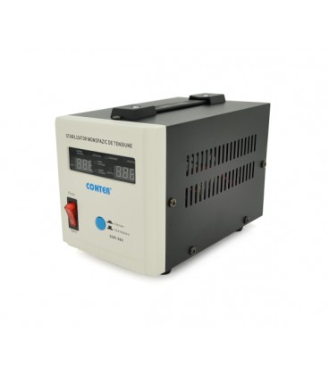 Стабилизатор напряжения релейный Conter SVR-500VA/375W однофазный, напольного монтажа, LED дисплей, DC150-270V, AC230±8%, 2*Shuk