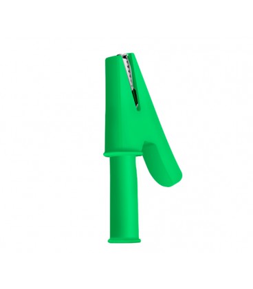 Зажим тестерный 'крокодил' зеленый, 56мм, 30А (эластичный резиновый кожух)