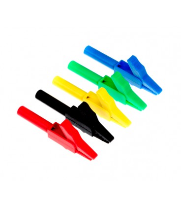 Зажим тестерный 'крокодил' красный, 56мм, 15А (эластичный резиновый кожух)