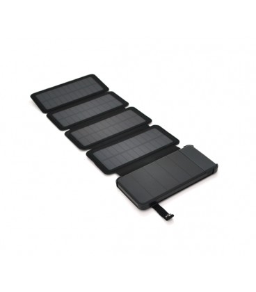Power bank 12000 mAh Solar, (5V/200mA), 2xUSB, 5V/1A/2.1A, USB &lt,-&gt, microUSB, ударо защищеный прорезиненный корпус, Black, 