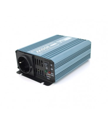 Инвертор напряжения Mexxsun MXS-300, 12V/220V, 300W с модифицированной синусоидой, 1 Shuko, клемные провода, Q12