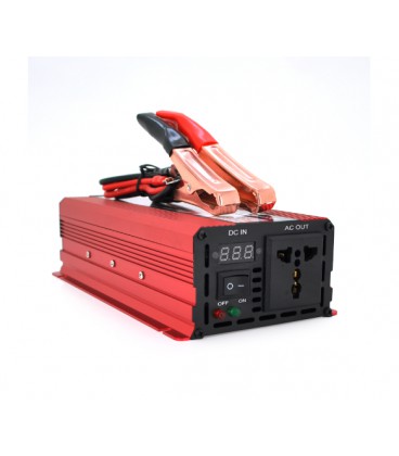 Инвертор напряжения CJ-1600M (DC:800W), 12/220V с аппроксимированной синусоидой, 1 универсальная розетка, крокодилы, Q24