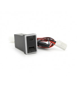 АЗУ врезное 130W-D01T03-С, PD+QC, Type-C: 100W, USB: 30W, LED подсветка, комплект проводов с разъемами, 33x22х58mm, Black