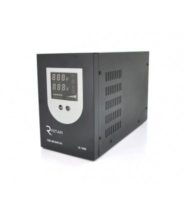 ИБП с правильной синусоидой Ritar SK-1000VA (700W), DC:145-275V, AC:230V, LCD-дисплей, 2Shuko socket, 12V, под внешнюю батарею, 