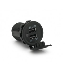 Гнездо Авто прикуривателя врезное 5V 2.1A, индикатор+ крышка, корпус пластик