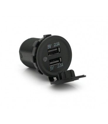 Гнездо Авто прикуривателя врезное 5V 2.1A, индикатор+ крышка, корпус пластик