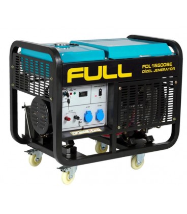 Генератор дизельный FULL FDL16500SE, 1-фазный 230V, 50Hz, 16.25kVA/12kW, бак 50 л, расход 4 л/ч, пуск: стартер, 925х590х800 мм, 