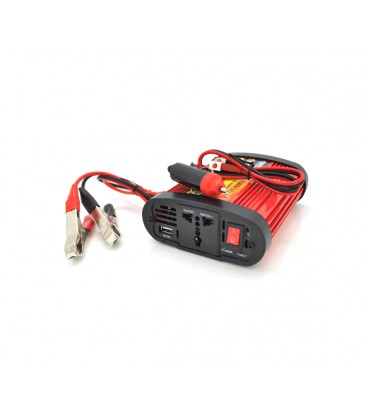 Инвертор напряжения Wm-1500(900Вт), 12/220 с аппроксимированной синусоидой, 1 универсальная розетка, клемы + крокодилы