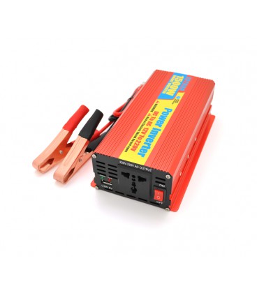 Инвертор напряжения ERYUAN EY-1500 (900Вт), 12/220V, approximated, 1 универсальная розетка+USB, клемы + крокодилы, Box