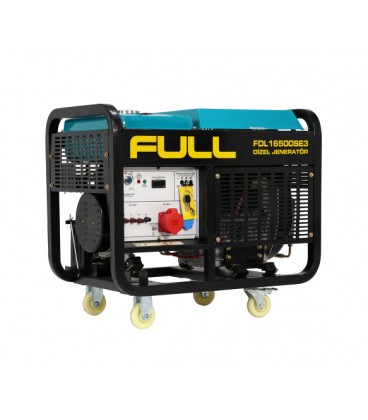 Генератор дизельный FULL FDL16500SE3, 3-фазный 230/400V, 50Hz, 16.5kVA/12kW, бак 50 л, расход 4 л/ч, пуск: стартер, 925x590x800 