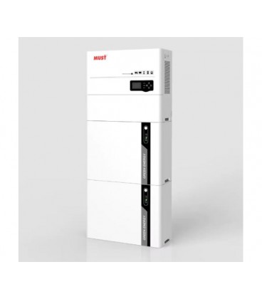 Зарядная станция MUST HBP-55482ES, 5,5KW+ 2 шт АКБ LiFePo4 51.2V DC 100Ah (10240Wh), MPPT( 150~430 V), 100A, IP50, CAN, RS485, 1